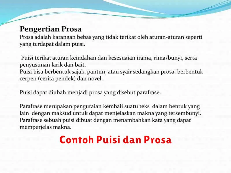 Contoh Puisi dan Prosa